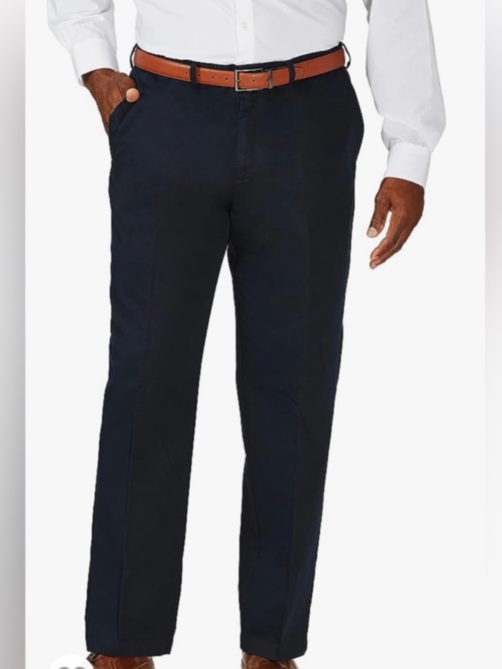 Haggar No Iron Work to Weekend Khaki Straight Fit Navy Blue Dress Pants 36x34